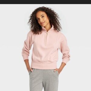 A New Day Pink Long Sleeve 1/4 Zip Sweatshirt